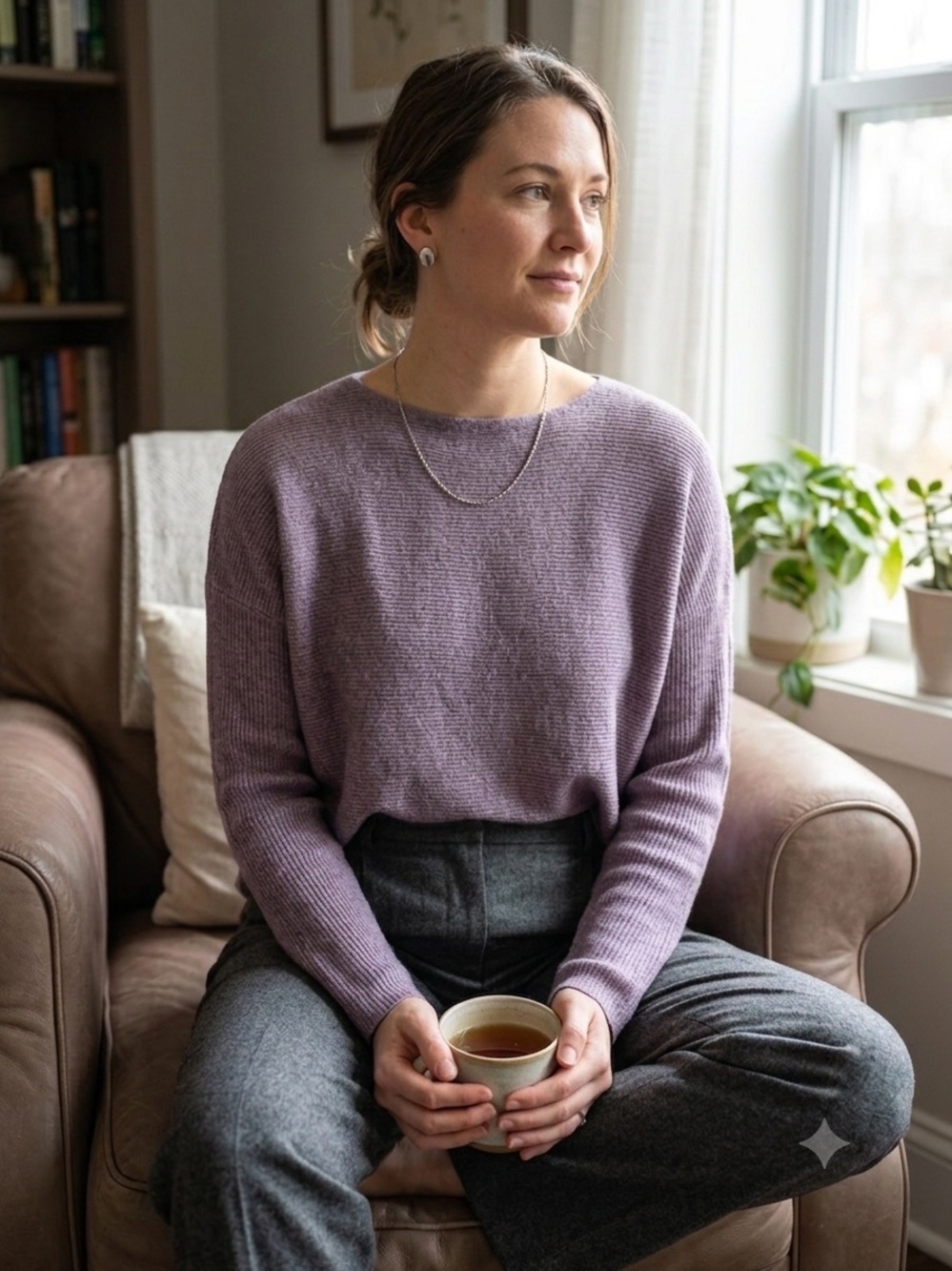 Philosophy Lavender Crewneck Knit Sweater